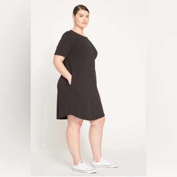 UNIVERSAL STANDARD - Hallie Short Sleeve T-Shirt Dress - Black - L (22-24 / 3X) - Picture 2 of 9
